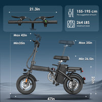 Folding Electric Bike for Adults and Teens, 14" Foldable E-Bike with 500W Motor, Commuter Mini Ebike with 48V Removable Battery UL 2849 Certified, Electric Bicycle with 25 Miles PAS Range (Black) - Volt-Edge Technologies®
