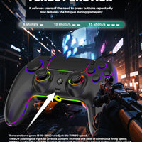 MYSTILUCK Wireless Controller For PS-5/Pro/PC/MAC/iOS/Android/Steam Deck, Gamepad with 7 Color RGB Lighting/Hall Effect Joystick/Dual Vibration/Turbo/Programmable/Headset Jack/Touchpad/1500 mAh Battery