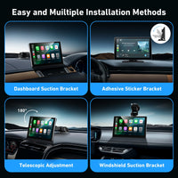 Gikktdr Wireless Carplay Screen for Car & Android Auto, 4K Dash Cam + 1080P Backup Camera, Portable Touchscreen, GPS Navigation, Bluetooth for All Cars (9inch)