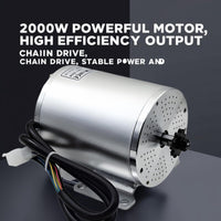 Zyliathor Electric Go Kart, 48V 2000W Brushless, 3-Speed+Reverse, Chain Drive, Hydraulic Rear Disc Brake, LED Headlight, 6" All-Terrain Tires — Off-Road/Private Property—Black