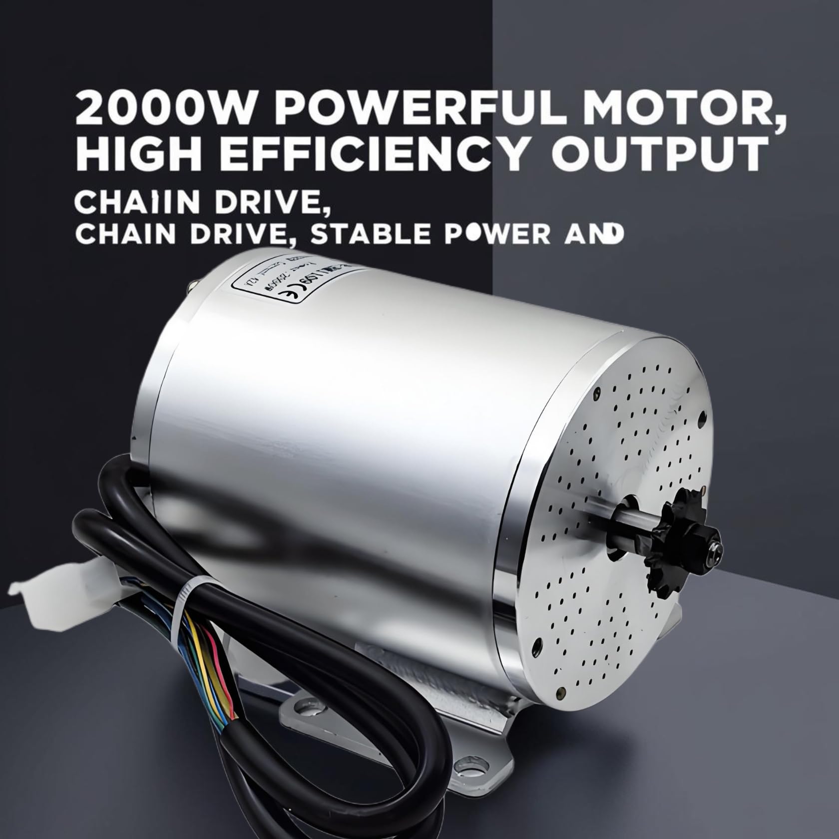 Zyliathor Electric Go Kart, 48V 2000W Brushless, 3-Speed+Reverse, Chain Drive, Hydraulic Rear Disc Brake, LED Headlight, 6" All-Terrain Tires — Off-Road/Private Property—Black