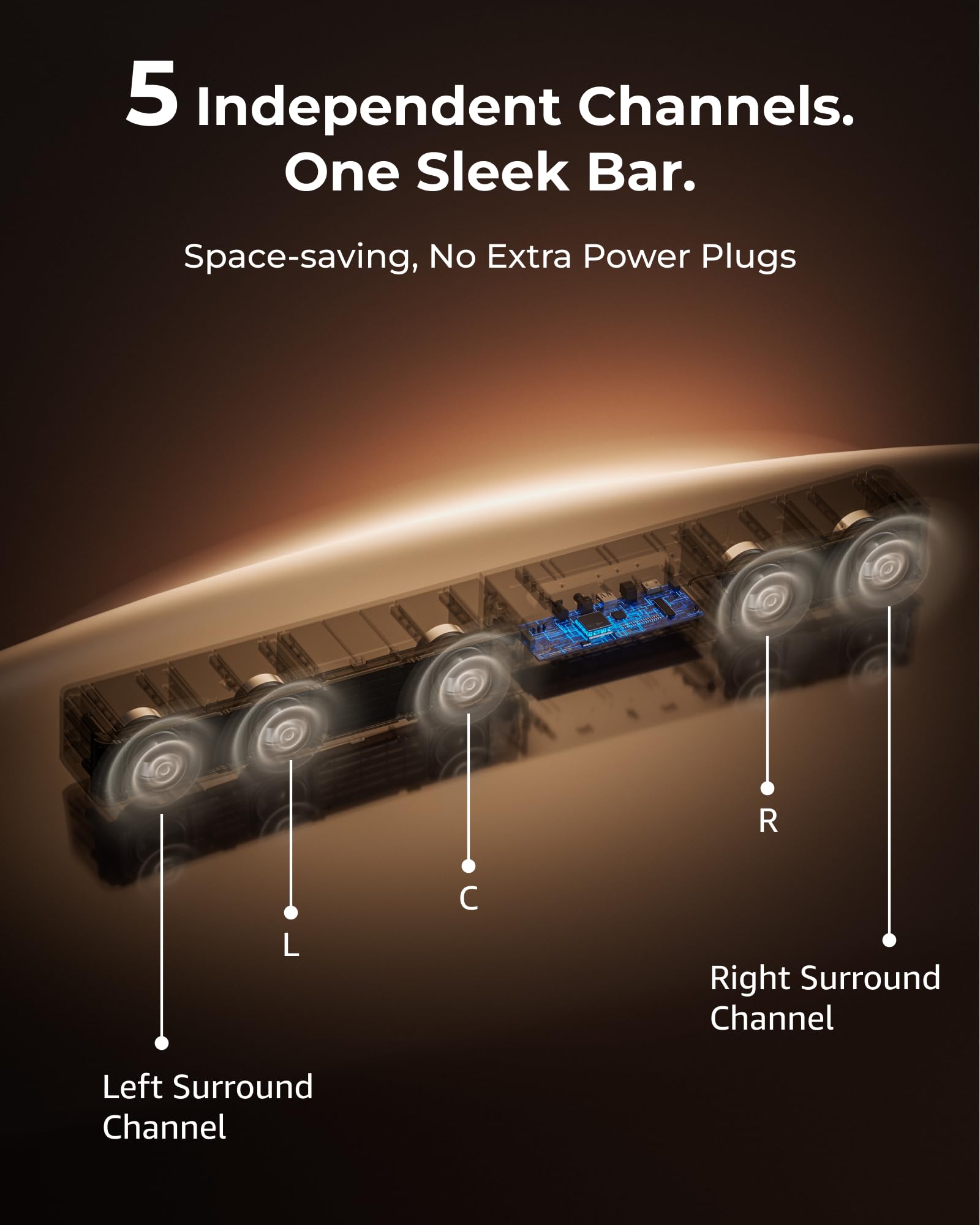 ULTIMEA 5.1CH Surround Sound Bar with Subwoofer, Dolby Atmos, VoiceMX, BassMX, APP, 300W Soundbar for Smart TV, Home Theater Surround Sound System for TV, BT 5.4, Poseidon M60 (2025 Model) - Volt-Edge Technologies®