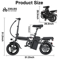 Electric Bike for Adults and Teens, 560W Motor 24MPH Compact Commuter Folding Ebike, 32 Miles Range, 48V 10Ah Battery, 3-Level Pedal Assist, 14" Foldable Mini Electric Bicycle, UL 2849 Certified