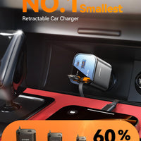 [2025 Ultra-Compact] 84W Retractable Car Charger, [PD 45W] Car Charger USB C for iPhone 16 17 Pro Fast Charging, Car Accessories Travel Essentials Gifts for Women Men for iPhone 17 Air 16 15 14 13 12