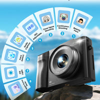 4K Digital Camera for Photography- 50MP Autofocus Vlogging Camera with 2.8" 180° Flip Screen, 16X Digital Zoom- Compact Point and Shoot Camera with 64GB SD for YouTube, Travel, Beginners - Volt-Edge Technologies®