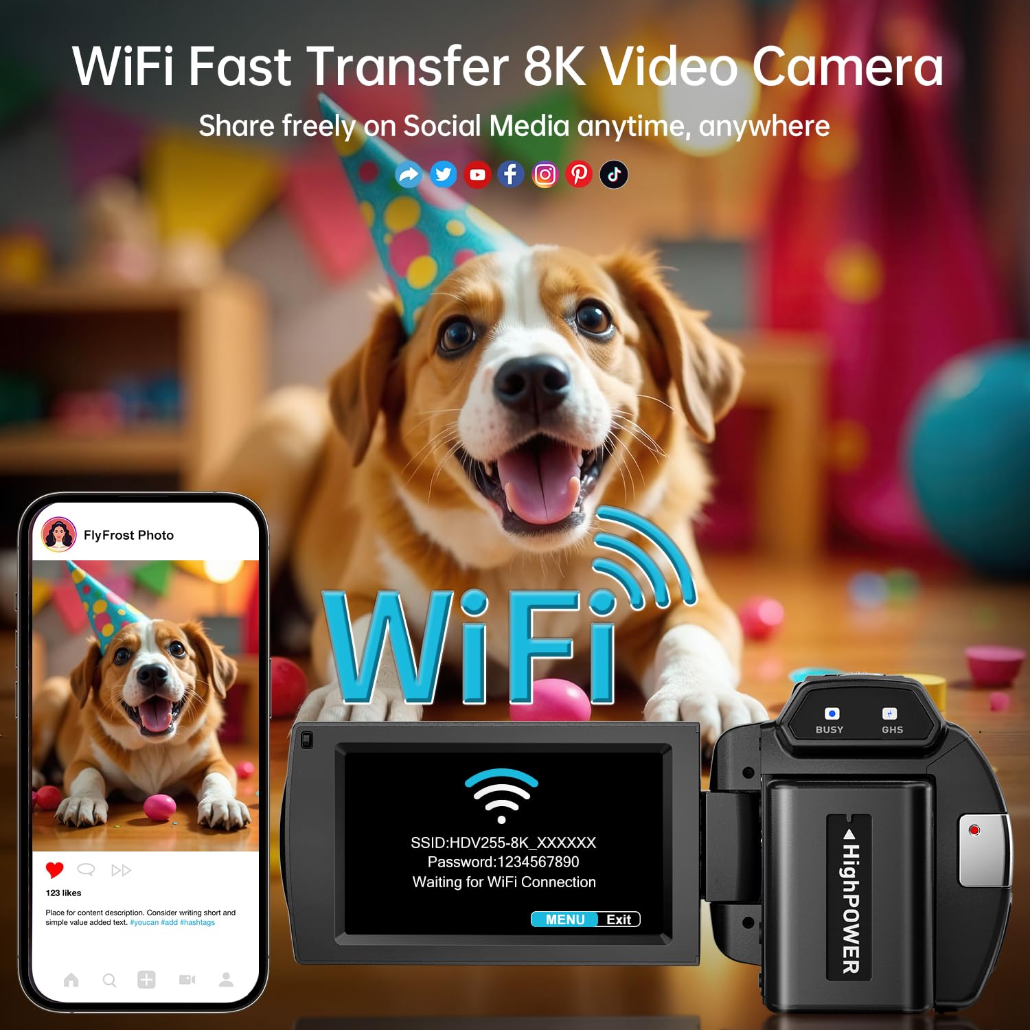8K Video Camera Camcorder 88MP UHD WiFi Vlogging Cameras for YouTube 18X Digital Zoom IR Night Vision 3.0''Touch Screen Camera with 32GB Card, Microphone, Stabilizer, Lens Hood, Remote, Batteries