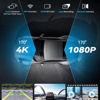 Portable Apple Carplay Screen, 10’’ Car Stereo Wireless Car Play & Android Auto Touch Screen, 4K Dash Cam, 1080P Backup Camera, Mirror Link/Voice Control/Music Play/GPS Navigation
