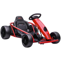 Aosom 24V 8.1 MPH Electric Go Kart, Drifting Car Battery Powered Ride on Toy Outdoor with Slow Start, Music, Horn Honking and Safety Belt, for 8-12 Years Old, Red