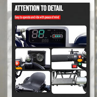 Zyliathor Electric Go Kart Adults/Kids - 48V 2000W Motor 12-31MPH, 6'' All-Terrain Tires, 10.4Ah(12+Mi), 440lbs Capacity, 3-Speed Modes LED Lights & Charger (Black)