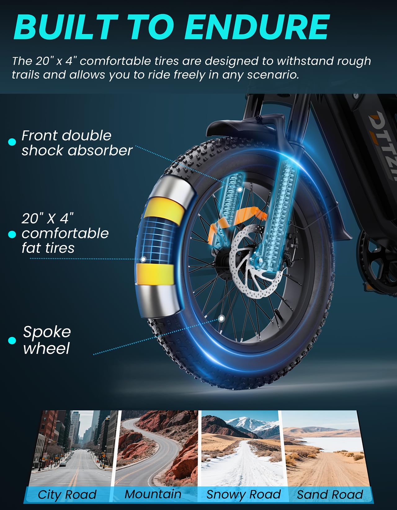 DTTZH F6 1500W Adult Electric Bike, 33MPH Fast E Bikes for Adults Electric, 20" x 4" Fat Tire Ebike, 750W Motor Long Range Electric Mountain Bikes, 48V 15Ah UL 2849 Certified, 60 Miles Range - Black