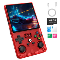 xiskt R36MAX Handheld Game Console,Preloaded Classic Video Games, Support 30+ Simulators, Linux-Powered Portable Game Emulator Console,4.0-in HD IPS Screen (64GB Red)