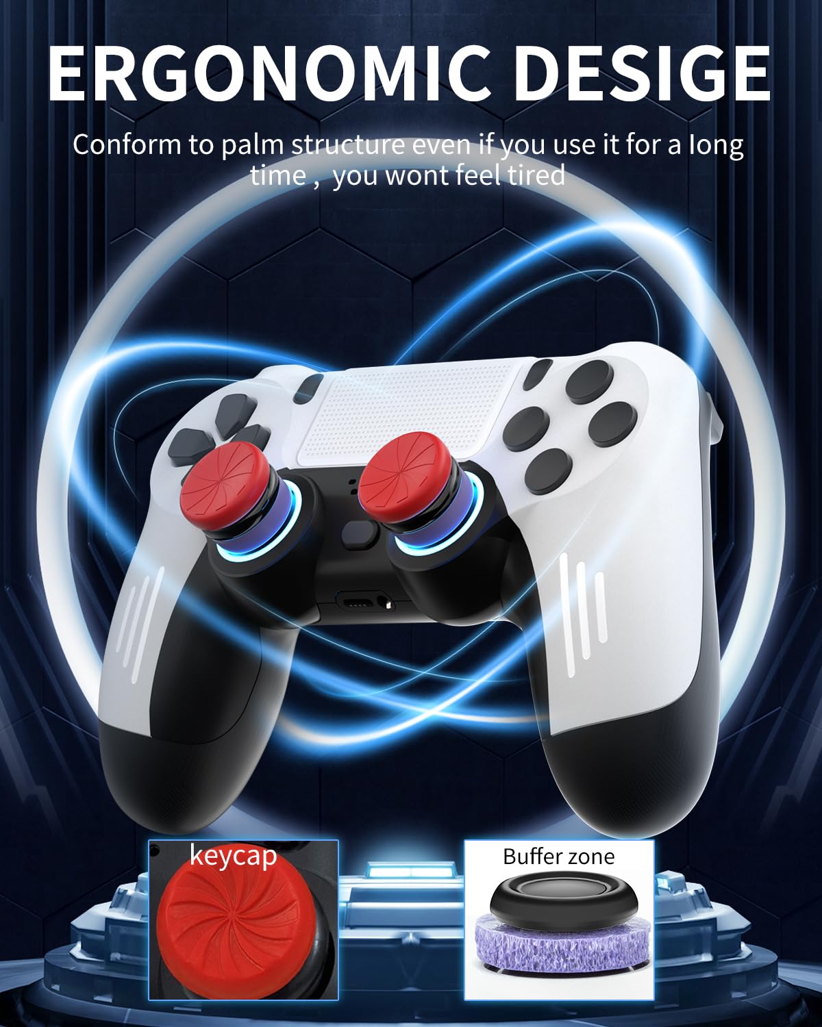 ThinTree P4 Style Wireless Controller Compatible for PS-5/Pro/Slim/PC, Gradient Color RGB mode/haptic feedback/1000 mAH battery/Motion Sensing/3.5mm Audio Jack (White and Black)
