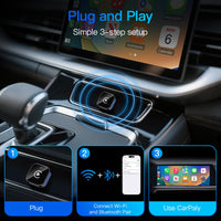 (2026 Upgraded) Wireless CarPlay Adapter for Apple iPhone＆Android, Small Size,Plug and Play,Fast and Stable Connection Wireless Adapter for CarPlay＆Android-No Latency to Screen