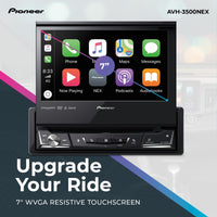 Pioneer AVH-3500NEX 7" Motorized Touchscreen, Single Din – Wired Apple CarPlay & Android Auto, Bluetooth, Backup Camera, HD Radio, SiriusXM, FLAC, Hi-Volt RCA