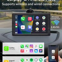 Portable Apple Carplay Screen for Car, 7" HD Car Stereo Touchscreen with Wireless CarPlay & Android Auto, Mirror Link, Bluetooth, Voice Control, Memory Card Playback, AUX - Fits All Vehicles
