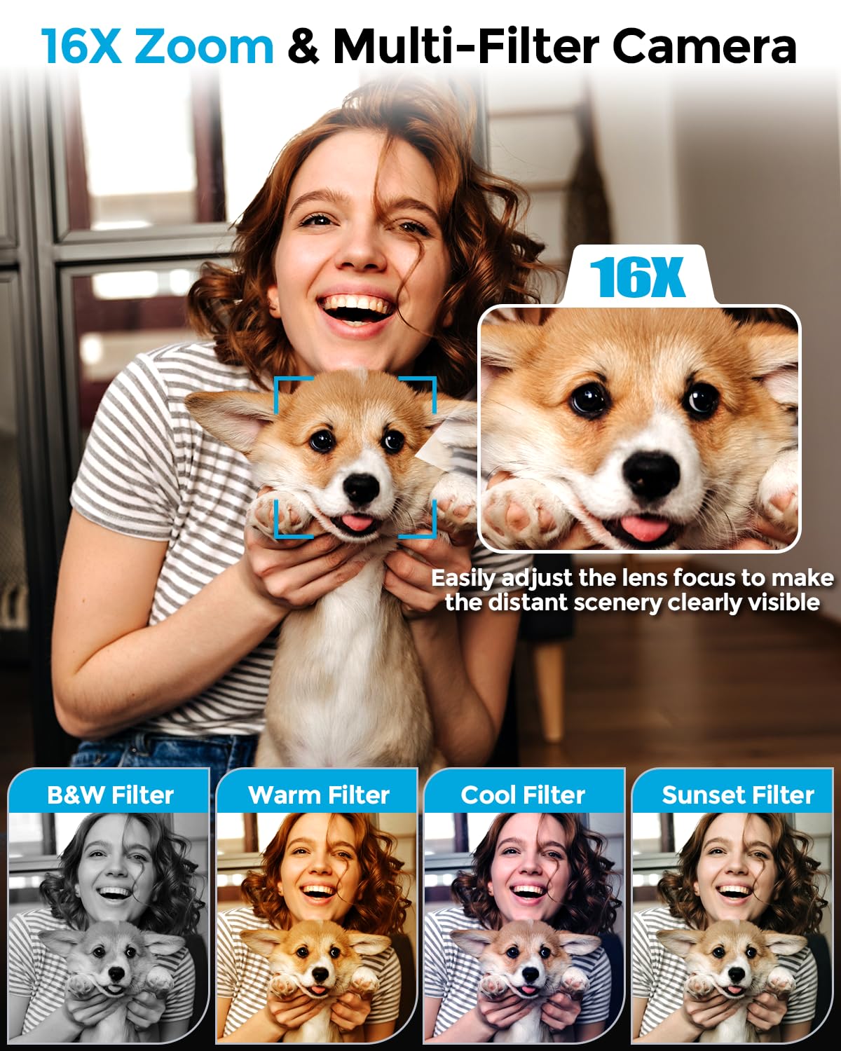 4K Digital Camera for Photography- 50MP Autofocus Vlogging Camera with 2.8" 180° Flip Screen, 16X Digital Zoom- Compact Point and Shoot Camera with 64GB SD for YouTube, Travel, Beginners - Volt-Edge Technologies®