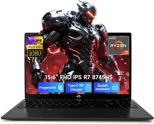 NIMO 15.6" IPS FHD-Gaming-Laptop, AMD Ryzen 7 8745HS 32GB DDR5 RAM 1TB SSD (8C/16T, up to 4.9GHz), Radeon 780M Graphics, 100W Type-C, Backlit Keyboard, Fingerprint, for Creators & Professionals Work