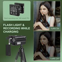 Tixeuo 2.7K Video Camera Camcorder QHD 50MP YouTube Vlogging Camera 16X Digital Zoom Webcam 270 Degree Rotation Screen Camcorders with 32G SD Card and 2 Batteries Recording While Charging