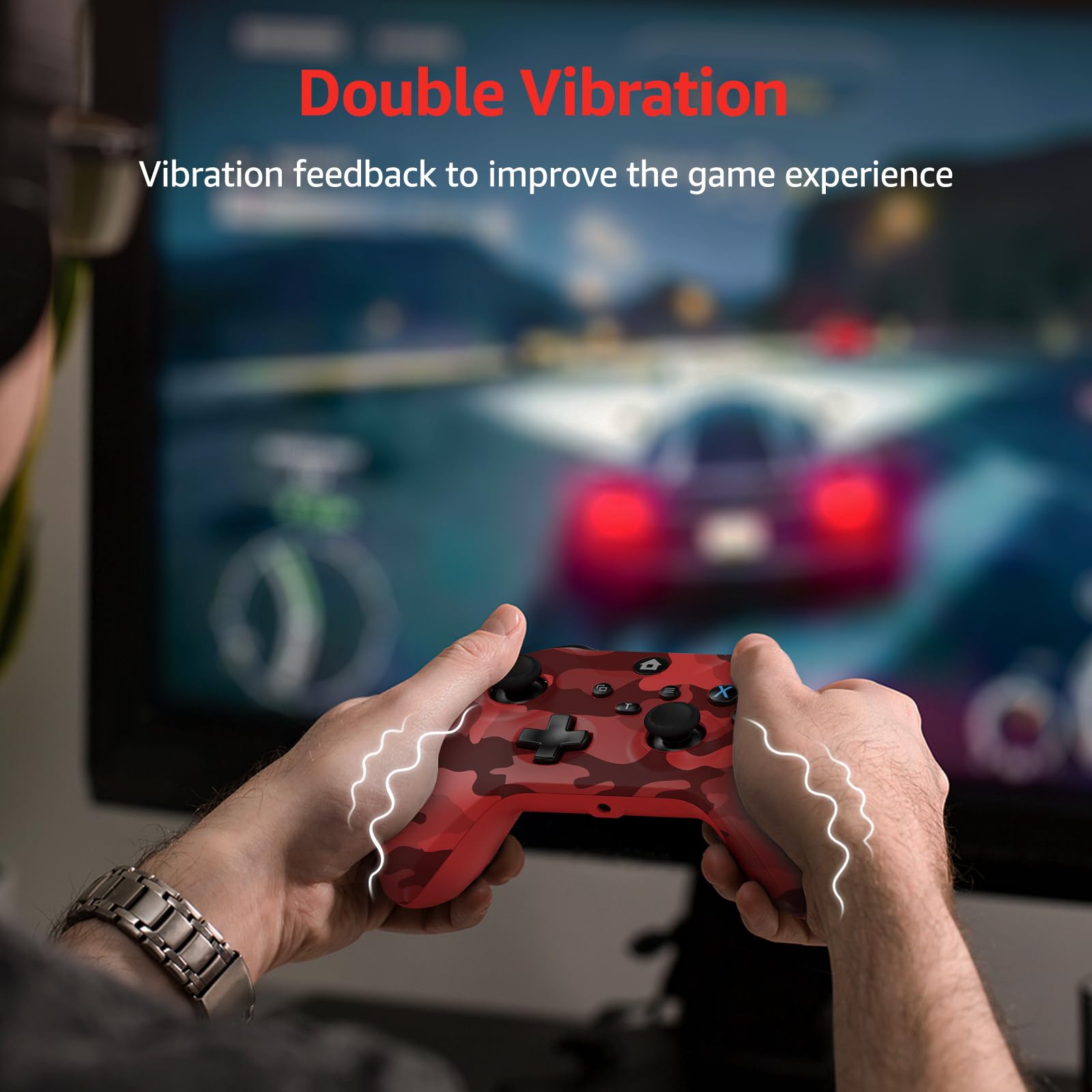 GMVOX Wireless Controller for XBOX, Gaming Controller Support Turbo/3.5MM Audio Jack/Dual Vibration, Controller Compatible with XBOX One/ One S/X, XBOX Series S/X, PC, IOS, Android Platforms,with 2.4g Adapter,Camo Red