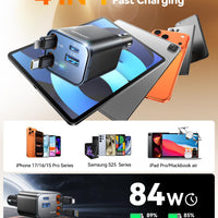 [2025 Ultra-Compact] 84W Retractable Car Charger, [PD 45W] Car Charger USB C for iPhone 16 17 Pro Fast Charging, Car Accessories Travel Essentials Gifts for Women Men for iPhone 17 Air 16 15 14 13 12