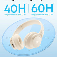 Soundcore by Anker Q20i Hybrid Active Noise Cancelling Headphones, Wireless Over-Ear Bluetooth, 40H Long ANC Playtime, Hi-Res Audio, Big Bass, Customize via an App, Transparency Mode (White) - Volt-Edge Technologies®