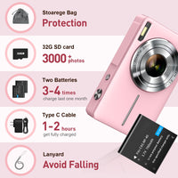Digital Camera, FHD 1080P Digital Point and Shoot Camera with 16X Zoom Anti Shake, Compact Small Camera for Boys Girls Kids - Volt-Edge Technologies®