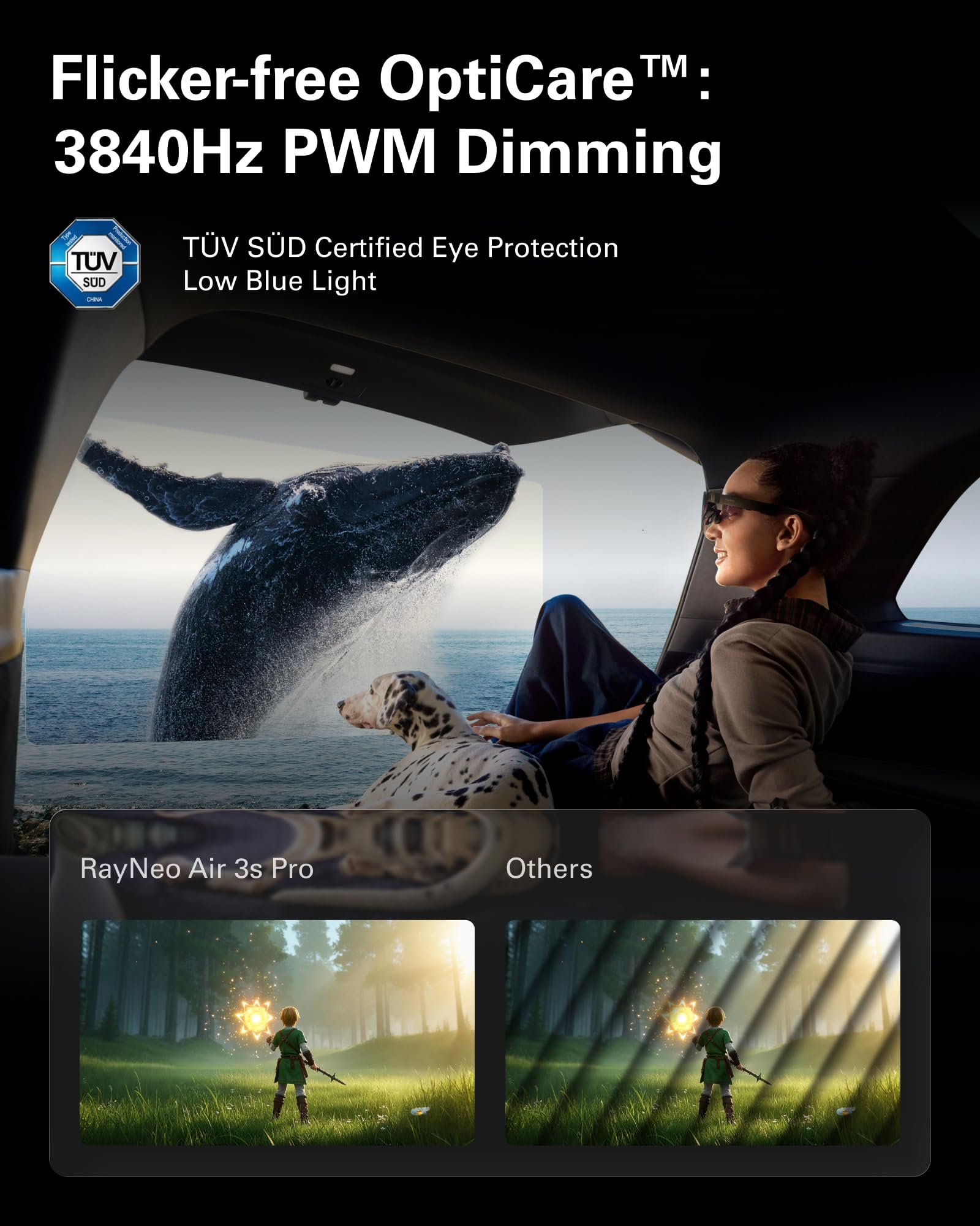 RayNeo Air 3s Pro AR/XR Glasses - 201'' 1200 Nits 120Hz HueView 2.0 Video Display, Smart Gaming Glasses for iPhone 17,16,15/Android/Mac/Switch 2/PS5/SteamDeck - 2025 Gift for Christmas & Tech Lover