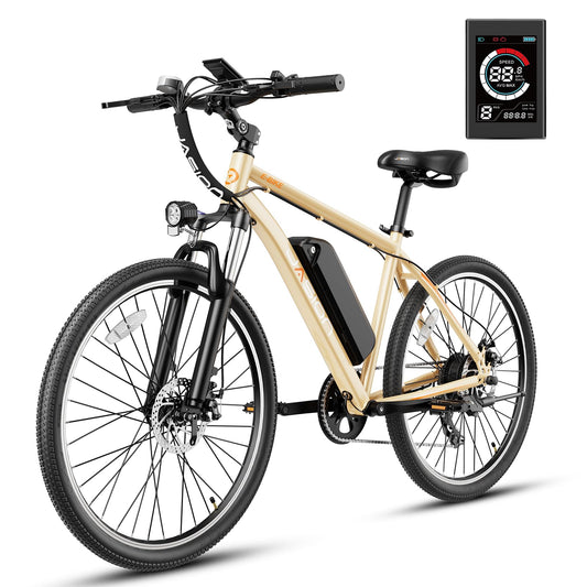Jasion EB5 Electric Bike for Adults with Peak 750W Brushless Motor, 40Miles 20MPH Commuting Electric Mountain Bike with 360Wh Removable Battery, 7-Speed, 26" Tires and Front Fork Suspension