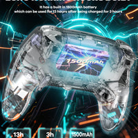 MYSTILUCK Wireless Controller For PS-5/Pro/PC/MAC/iOS/Android/Steam Deck, Gamepad with 7 Color RGB Lighting/Hall Effect Joystick/Dual Vibration/Turbo/Programmable/Headset Jack/Touchpad/1500 mAh Battery