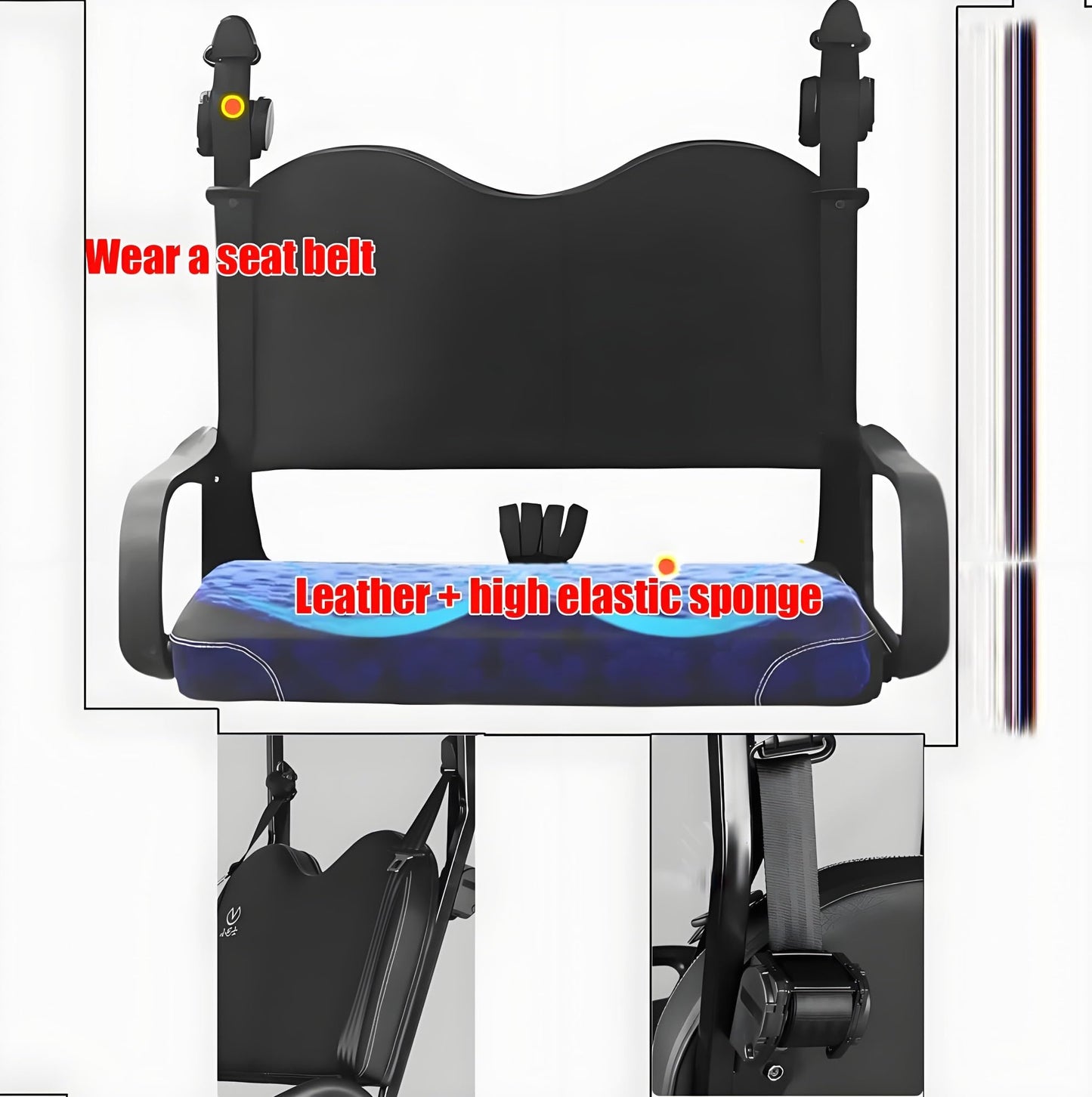 4 Wheel Seniors Adults Travel Mobility Scooter ，2-Seat Electric Golf Cart，All Terrain Recreational Powered Scooters Vehicle 800W Foldable Compact Cruiser Extra Large Portable Capacity Storage Trunk(Ye