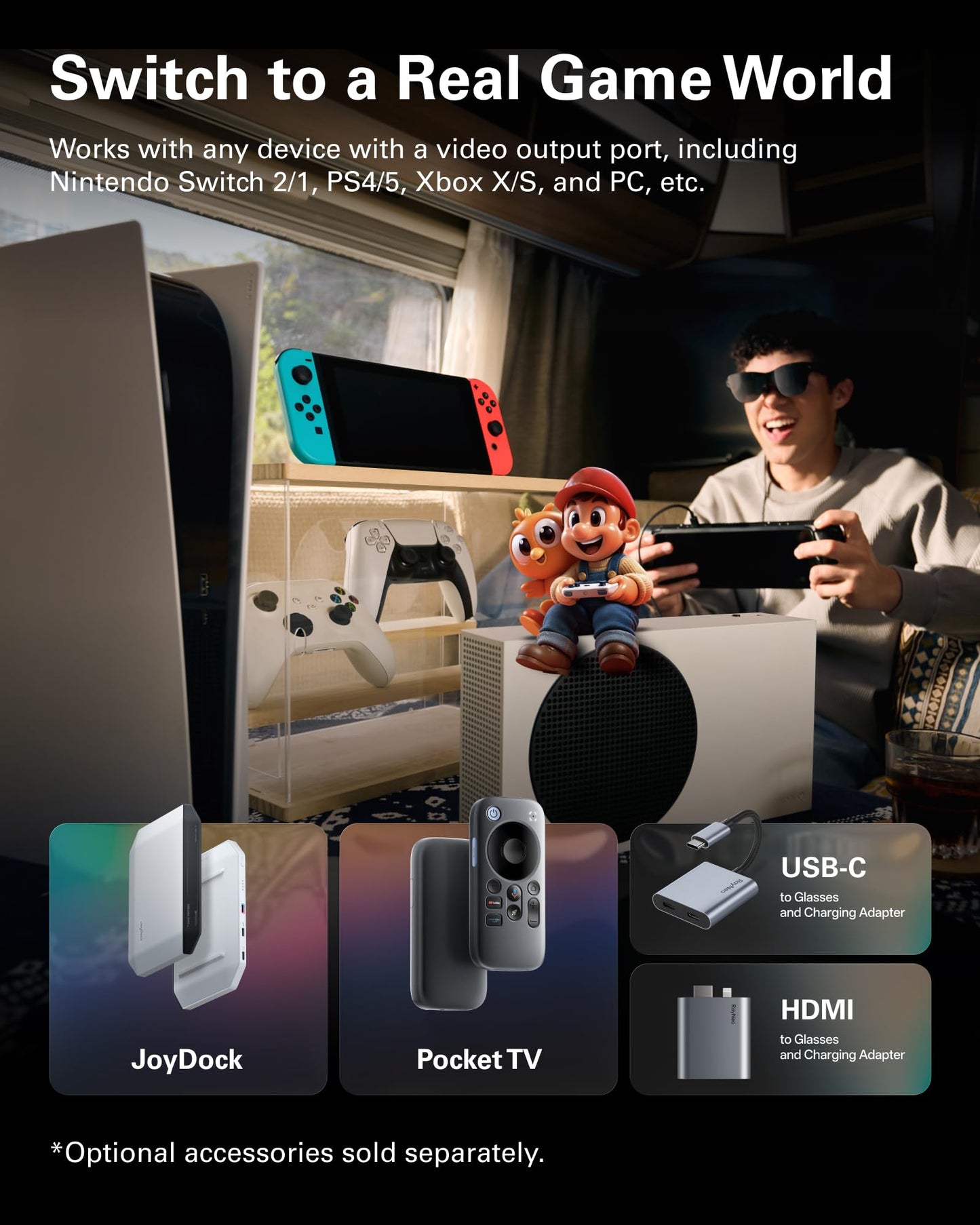 RayNeo Air 3s Pro AR/XR Glasses - 201'' 1200 Nits 120Hz HueView 2.0 Video Display, Smart Gaming Glasses for iPhone 17,16,15/Android/Mac/Switch 2/PS5/SteamDeck - 2025 Gift for Christmas & Tech Lover