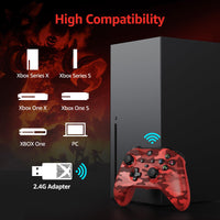 GMVOX Wireless Controller for XBOX, Gaming Controller Support Turbo/3.5MM Audio Jack/Dual Vibration, Controller Compatible with XBOX One/ One S/X, XBOX Series S/X, PC, IOS, Android Platforms,with 2.4g Adapter,Camo Red