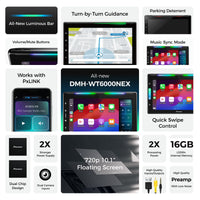 Pioneer DMH-WT6000NEX 10.1" Multimedia Digital Media Receiver Single Din - Built in WiFi, Bluetooth, Wireless Apple CarPlay, Android Auto, HD Radio, Luminous Bar, Touchscreen, Rear Camera Inputs