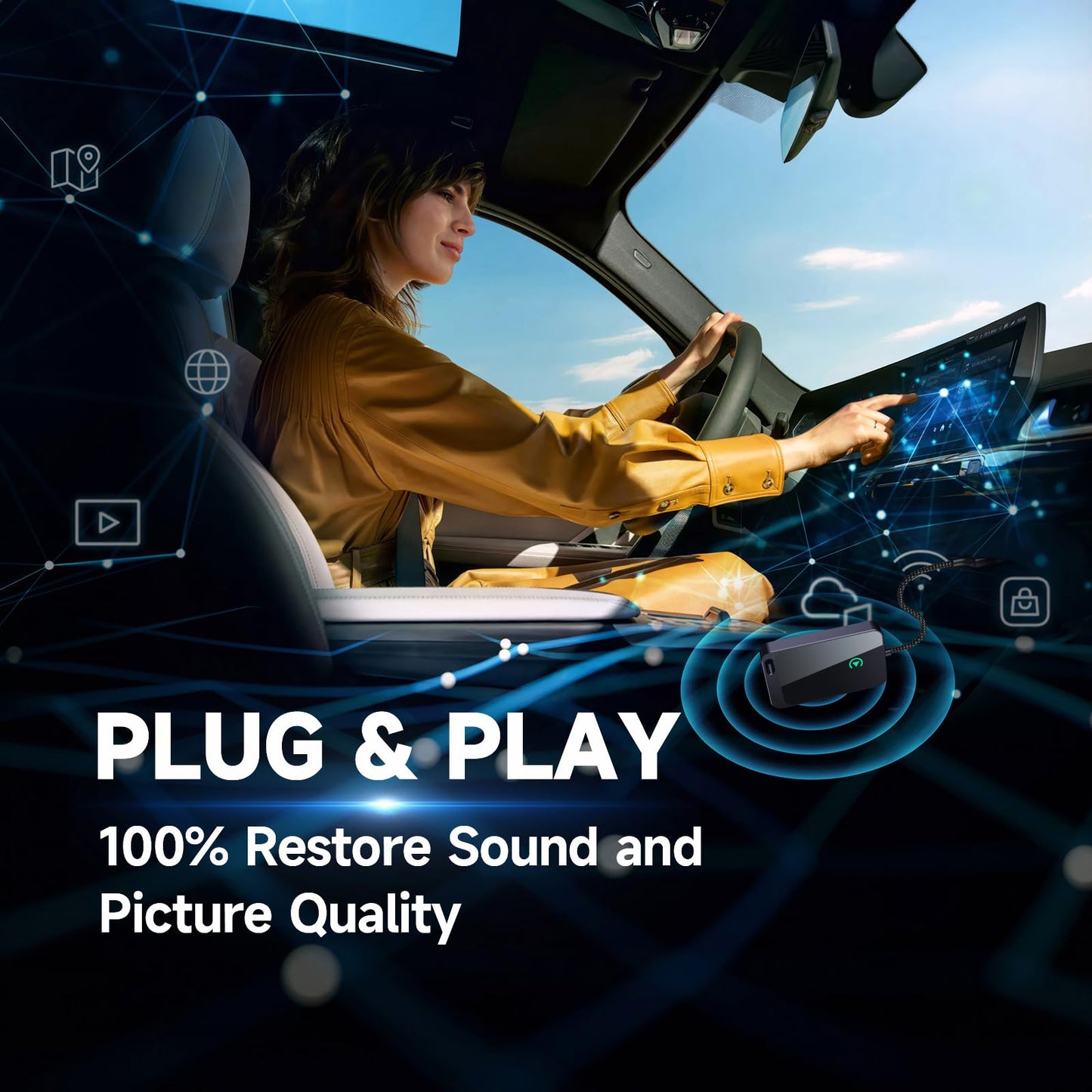 Jemluse Wireless CarPlay Adapter for Apple iPhone - Multi-User Seamless Connection for Convert Wired to Wireless Car Play Adapter - No Latency from iOS 10+ to Screen w/USB C (Gray)