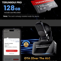 TERUNSOUl 4K+4K Dash Cam Front and Rear, Free 128GB Card Included, 5.8GHz WiFi Dash Camera for Cars, Built-in GPS, G-Sensor, 170°Wide Angle, 3" IPS Screen, 24H Parking Mode, Support 512GB Max