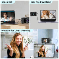 4K Digital Camera for Photography Autofocus, 2024 Latest 48MP Vlogging Camera for YouTube with SD Card, 2 Batteries, 3" 180°Flip Screen Compact Travel Camera for Teens with 16X Zoom, Anti-Shake,Black - Volt-Edge Technologies®