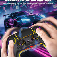 MYSTILUCK Wireless Controller For PS-5/Pro/PC/MAC/iOS/Android/Steam Deck, Gamepad with 7 Color RGB Lighting/Hall Effect Joystick/Dual Vibration/Turbo/Programmable/Headset Jack/Touchpad/1500 mAh Battery