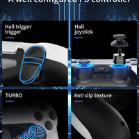 ThinTree P4 Style Wireless Controller Compatible for PS-5/Pro/Slim/PC, Gradient Color RGB mode/haptic feedback/1000 mAH battery/Motion Sensing/3.5mm Audio Jack (White and Black)