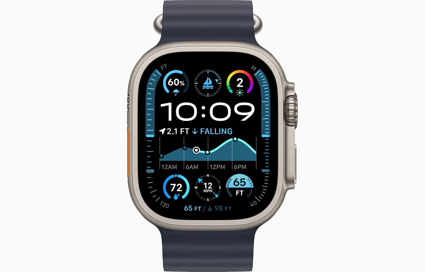 Apple Watch Ultra 2 [GPS + Cellular, 49mm] - Titanium Case with Blue Ocean Band, One Size (Renewed)