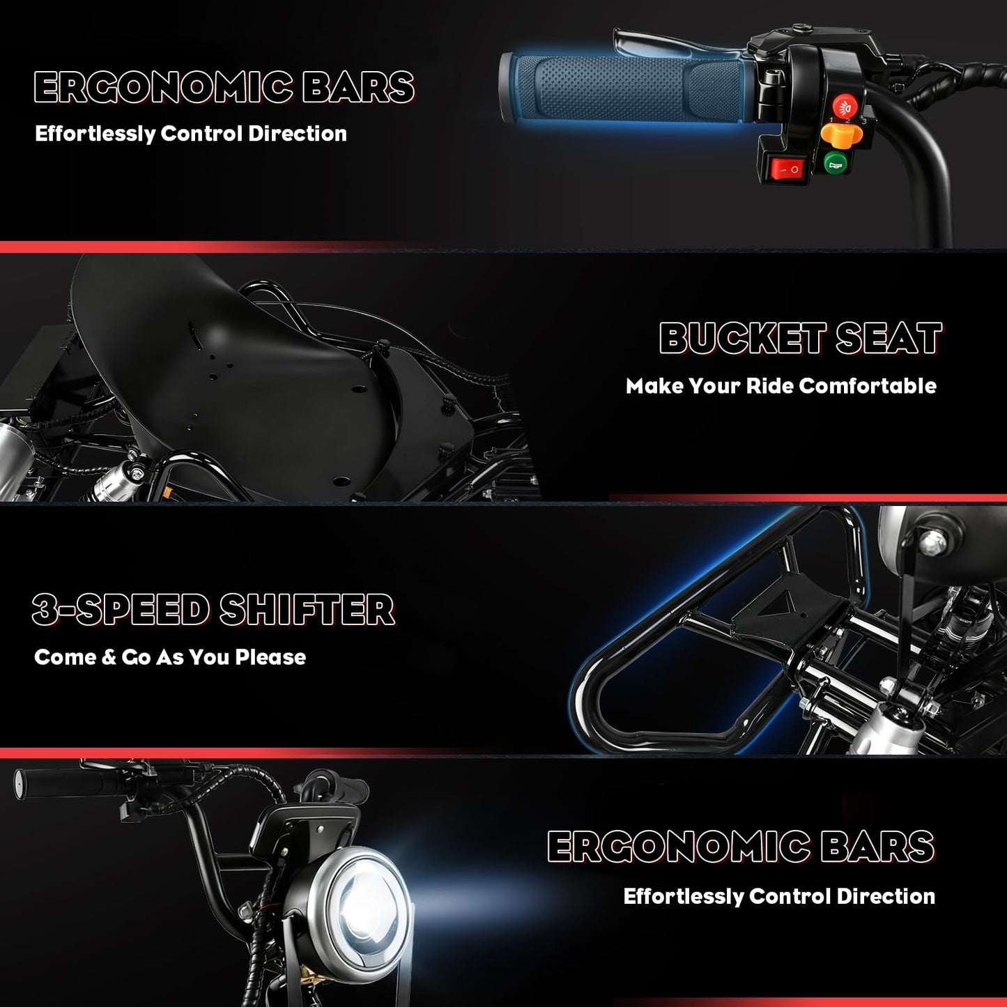 kaiwrxin 2000W Electric Go Kart for Adults and Kids, 25MPH Speed, 15-20KM Range, 3H Fast Charge, 120KG Capacity, for Outdoor Fun