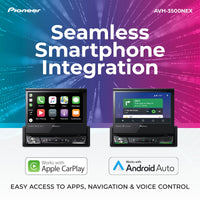 Pioneer AVH-3500NEX 7" Motorized Touchscreen, Single Din – Wired Apple CarPlay & Android Auto, Bluetooth, Backup Camera, HD Radio, SiriusXM, FLAC, Hi-Volt RCA