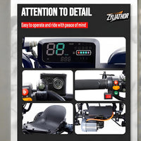 Zyliathor Electric Go Kart Adults/Kids Off-Road 48V 1500W Motor 12-31MPH, 8'' Alum Wheels, 10.4Ah(12+Mi) 440lbs, 3-Speed LED & Charger (Black)