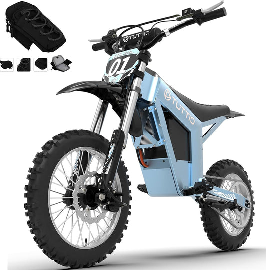 Tuttio Soleil01-GB E-Dirt-Bike - Peak 3000W 200NM Electric-Bike with 48V 21Ah Battery, 14"/12" Fat Tire Electric Motocycle with Dual Suspension, Off-Road Ebike for Adults-Teens (USA Warehouse)