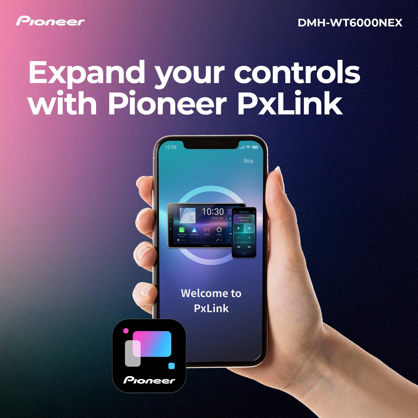 Pioneer DMH-WT6000NEX 10.1" Multimedia Digital Media Receiver Single Din - Built in WiFi, Bluetooth, Wireless Apple CarPlay, Android Auto, HD Radio, Luminous Bar, Touchscreen, Rear Camera Inputs