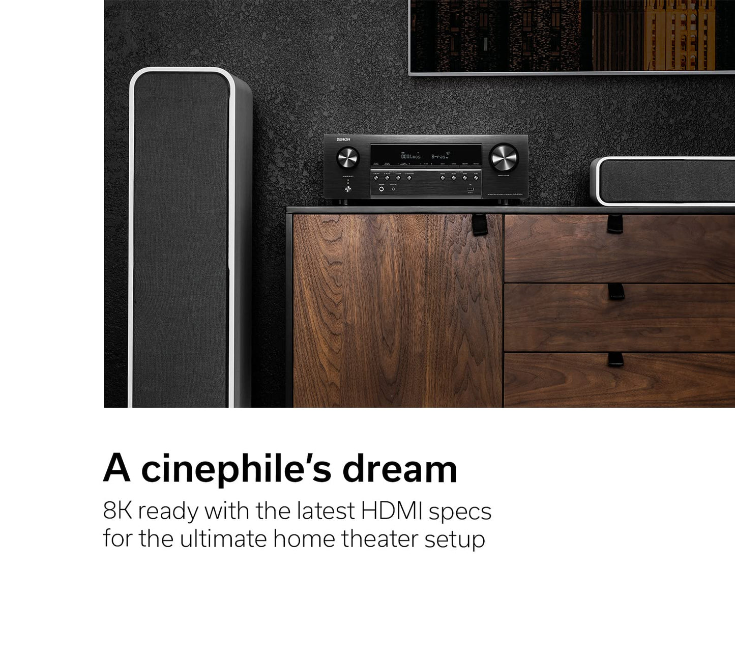 Denon AVR-S760H 7.2 Ch AVR - 75 W/Ch (2021 Model), Advanced 8K Upscaling, Dolby Atmos Height Virtualization, DTS Virtual:X & More, Built-in HEOS, Amazon Alexa Voice Control