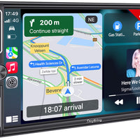 [QLED Screen Upgrade] 7" Double Din Car Stereo with Wireless Apple CarPlay and Android Auto, 240W Powerful Sound, 4.2-Channel Audio Output, Bluetooth, MirrorLink, Backup Camera, AM/FM Car Radio