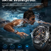 SUNKTA Military Smart Watches for Men,530mAh Large Battery,1.43" AMOLED Heart Rate/Sleep Monitor 5ATM Waterproof Smartwatch for Android iOS (Answer/Make Calls),Fitness Tracker with LED Flashlight