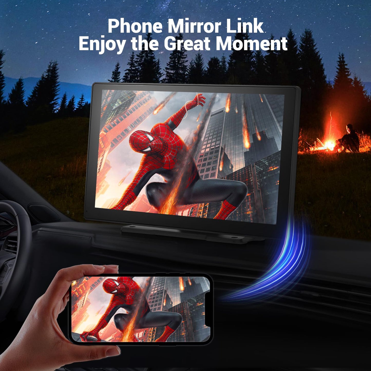 HAUXIY Wireless Apple Carplay Screen for Car 4K Dash Cam, 9" Portable Apple Carplay & Android Auto Car Stereo, with 1080p Backup Camera, GPS Navigation/Mirror Link/Voice Control/Bluetooth