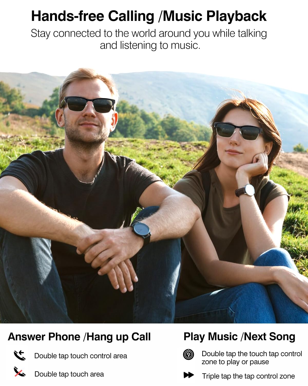 Smart Glasses,Bluetooth Glasses for Men Women with Anti-Blue Light&UV400 Lenses,Audio Eyewear with Bluetooth Speakers,Music Playback&Hands-Free Calling,Touch&Voice Assistant,for Indoor&Outdoor