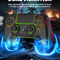 MYSTILUCK Wireless Controller For PS-5/Pro/PC/MAC/iOS/Android/Steam Deck, Gamepad with 7 Color RGB Lighting/Hall Effect Joystick/Dual Vibration/Turbo/Programmable/Headset Jack/Touchpad/1500 mAh Battery